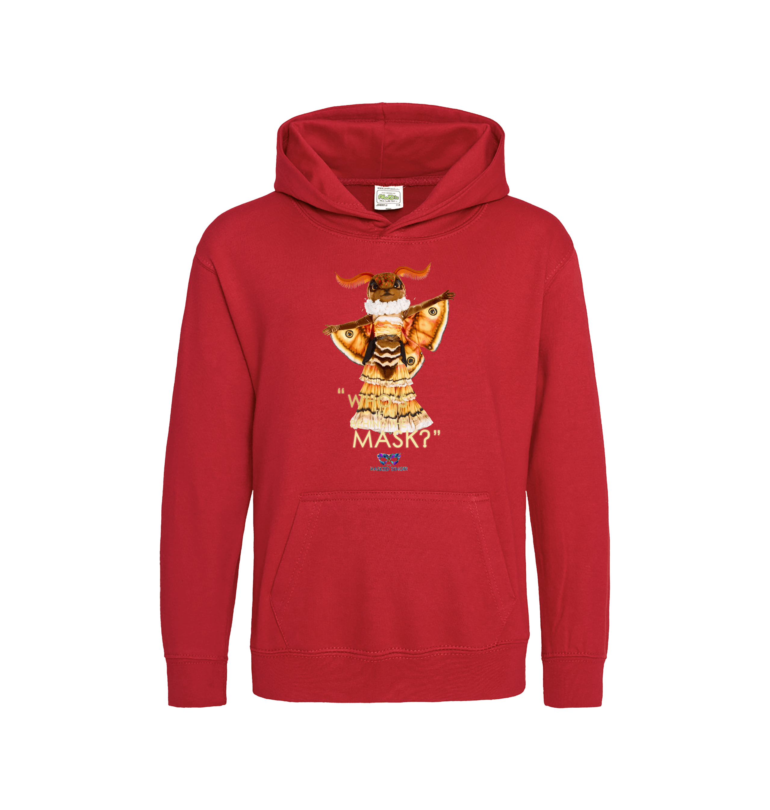 Fire Red Printed Kids Hoodie Front
